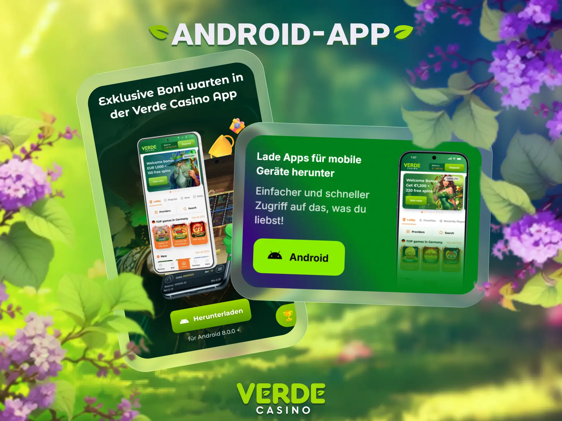 Nutze die Verde Casino Android App für schnelle Casino Unterhaltung.