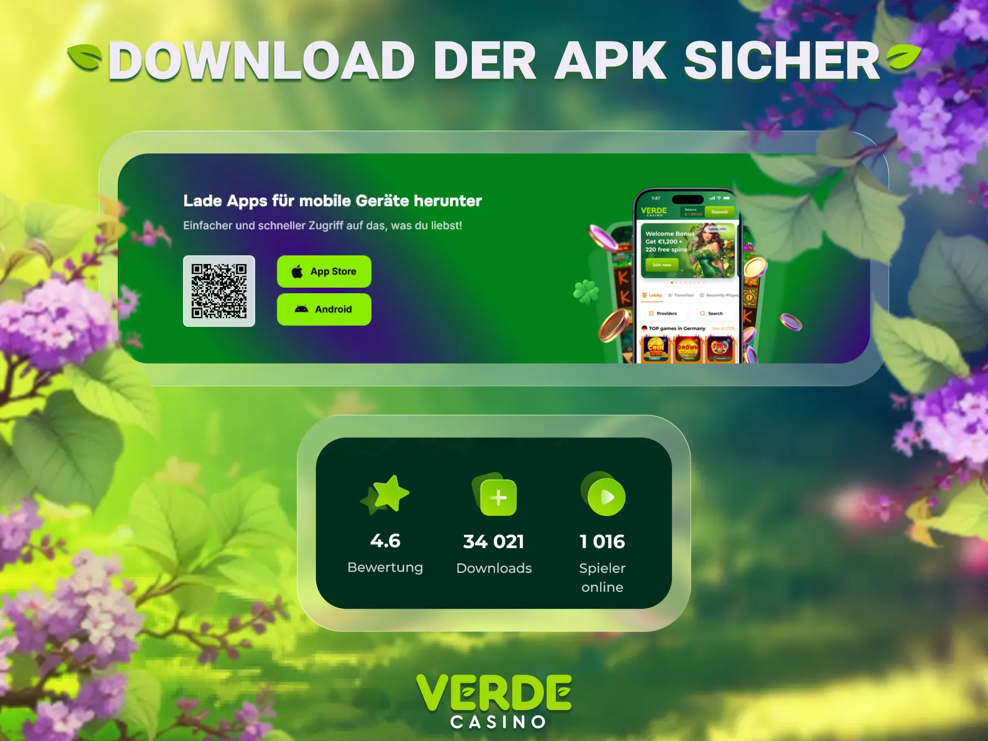 Lade die geprüfte Verde Casino APK sicher auf dein Gerät.