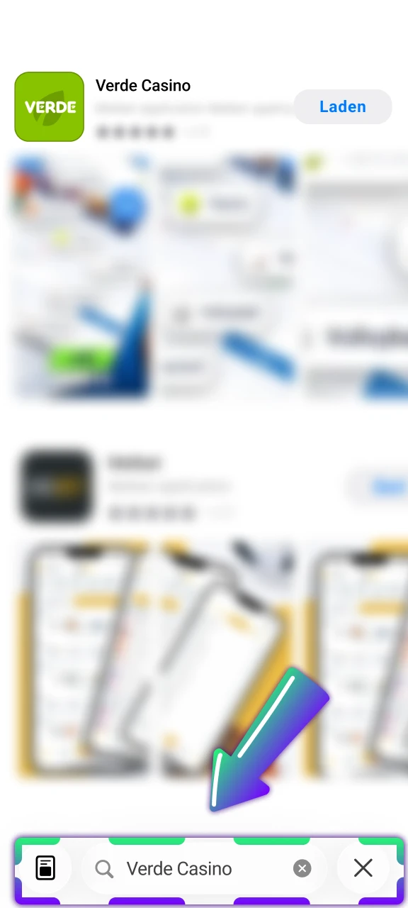 Öffne den App Store für die Verde Casino iOS-App.