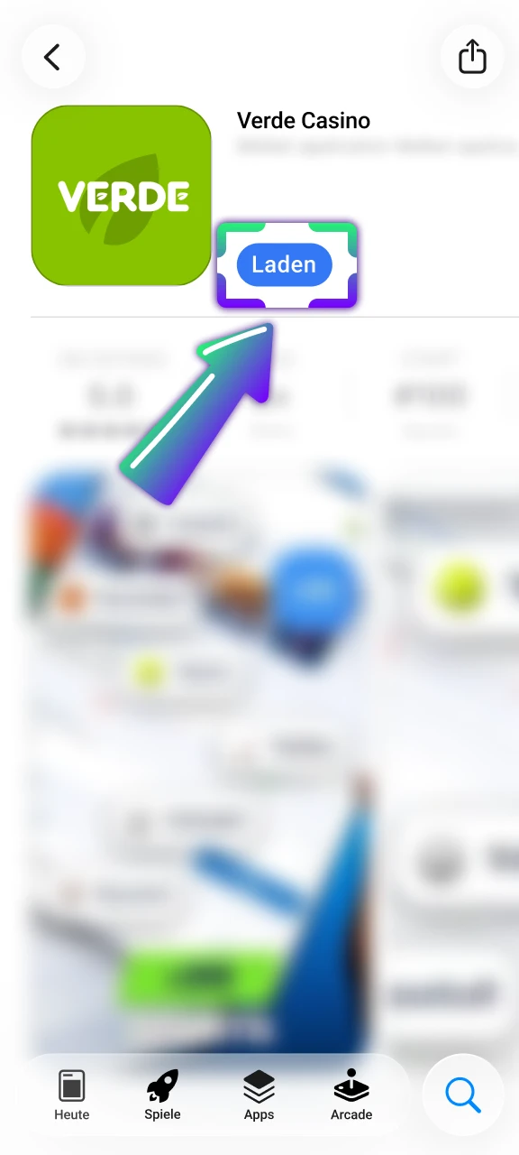Starte die einfache Installation der Verde Casino iOS-App.