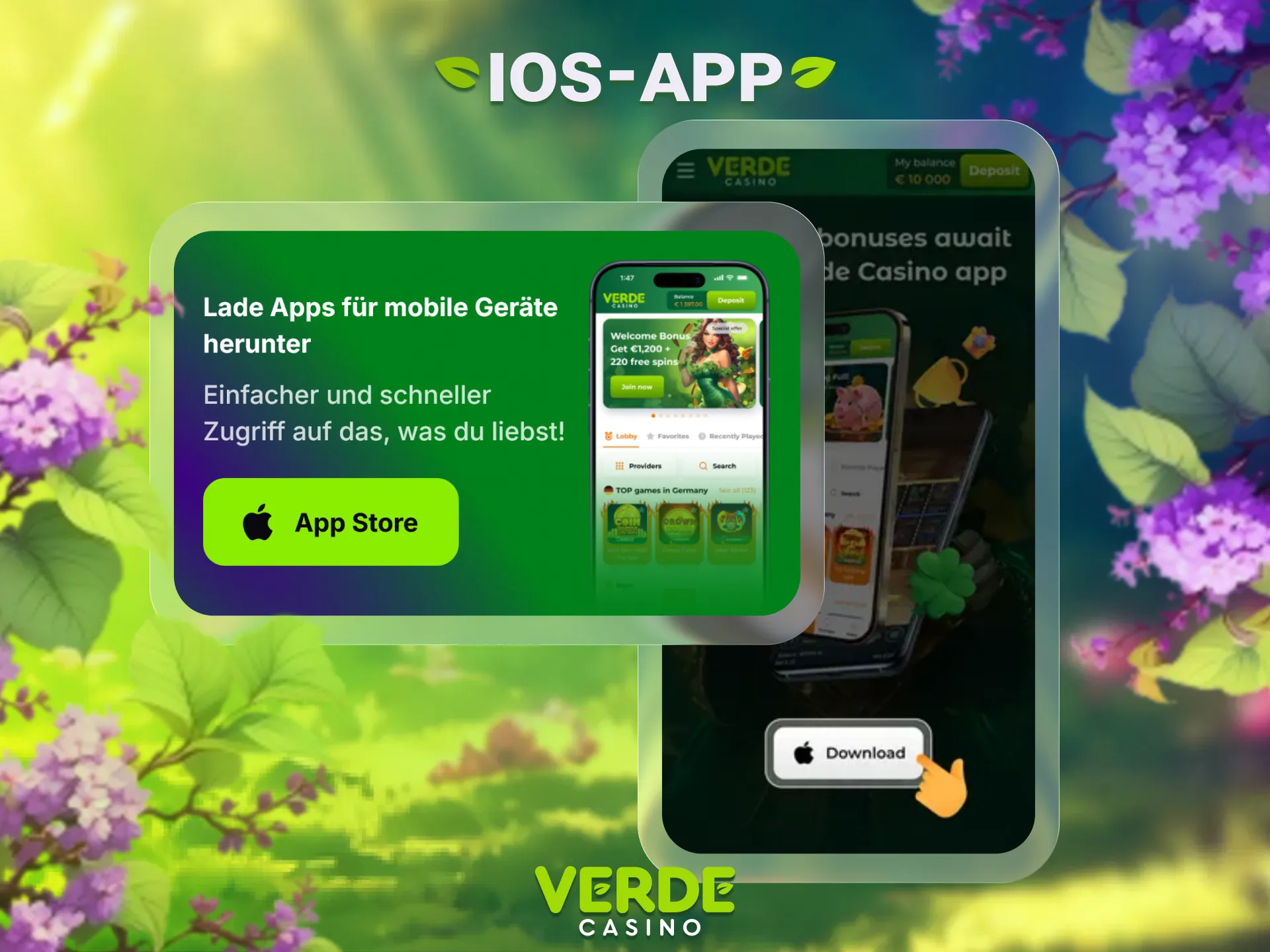 Installiere die Verde Casino iOS App auf deinem iPhone.