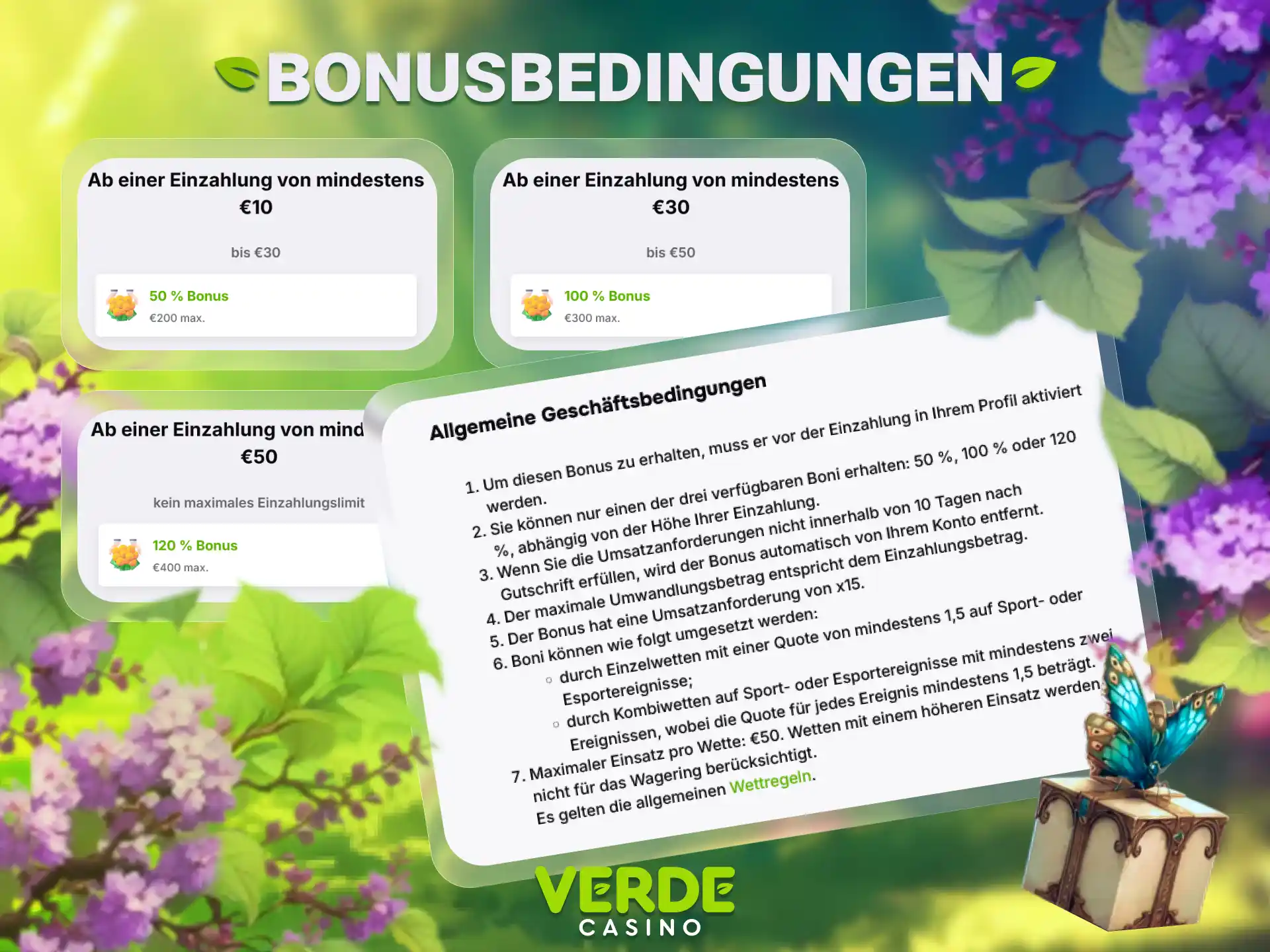 Informiere dich über die Verde Casino Bonusbedingungen für faire Wettanforderungen.