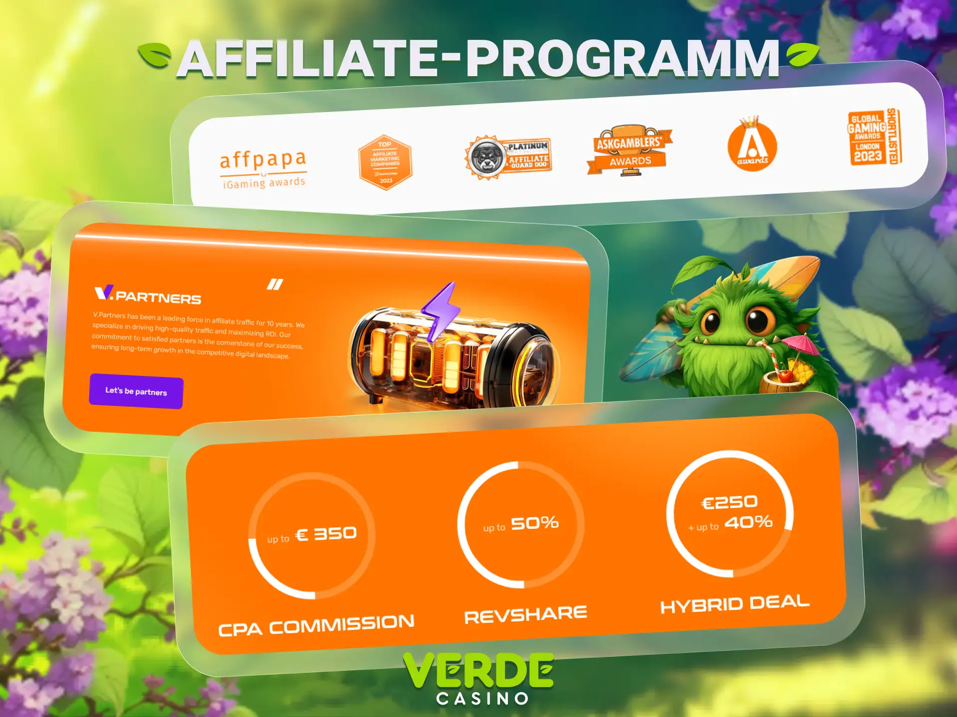 Treten Sie dem Verde Casino Affiliate-Programm bei und verdienen Sie attraktive Provisionen.