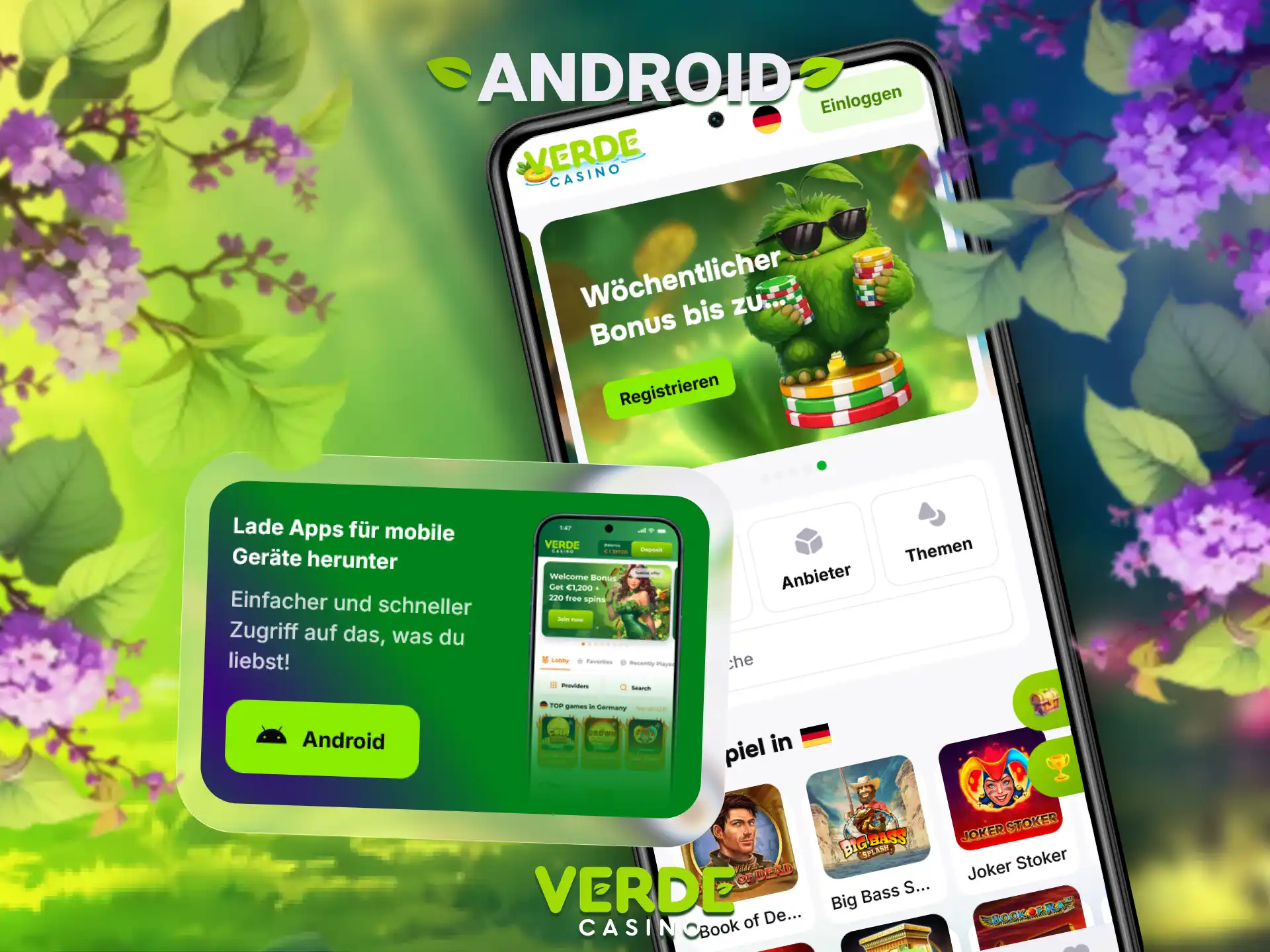 Laden Sie die Verde Casino App für Android herunter und wetten unterwegs.