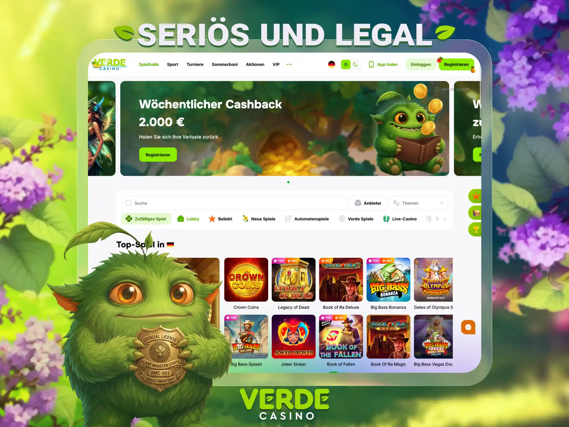 Prüfen Sie die Lizenzierung und Sicherheit von Verde Casino in Deutschland online.